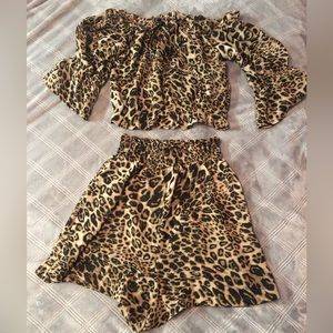 Influence 2 piece leopard print semi see through outfit or cover up - size 8 / s